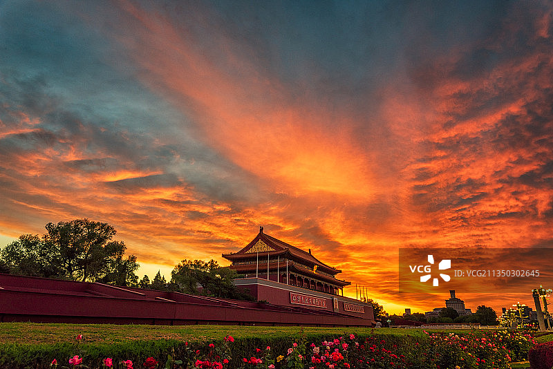 天安门朝霞图片素材