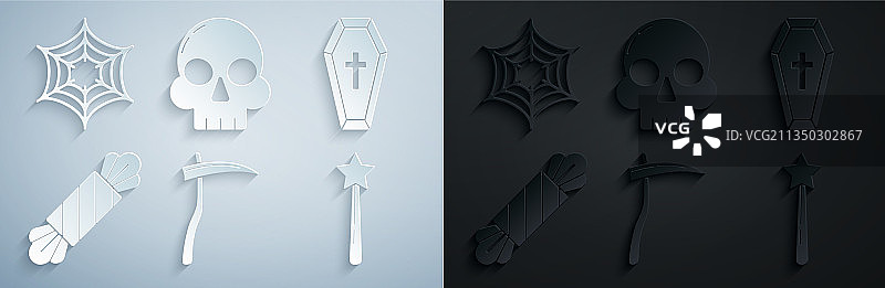 用基督教十字糖果把镰刀放在棺材上图片素材