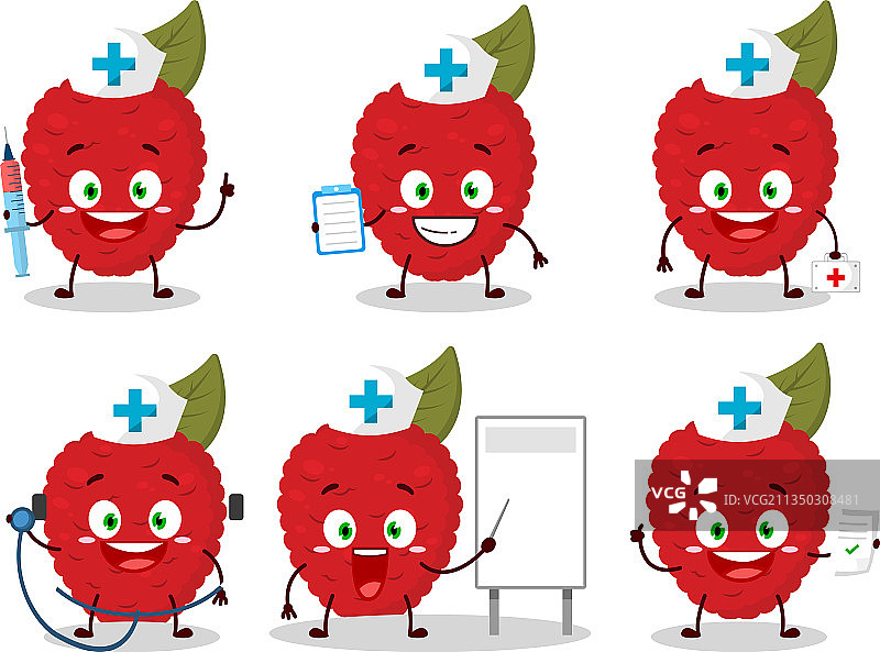 荔枝卡通医生职业表情符号图片素材