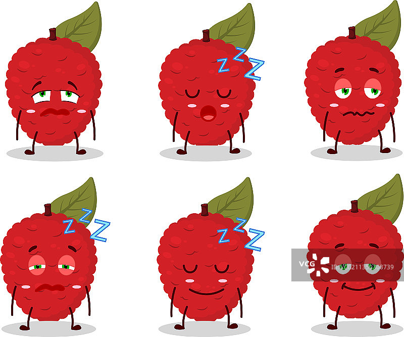 表情困倦的卡通荔枝形象图片素材