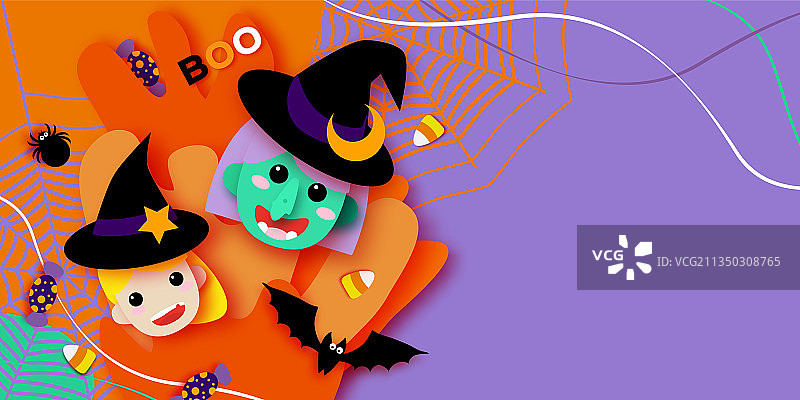 皮肤绿色的可爱小女巫图片素材