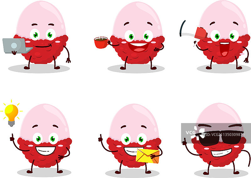 具有各种表情的荔枝卡通人物切片图片素材