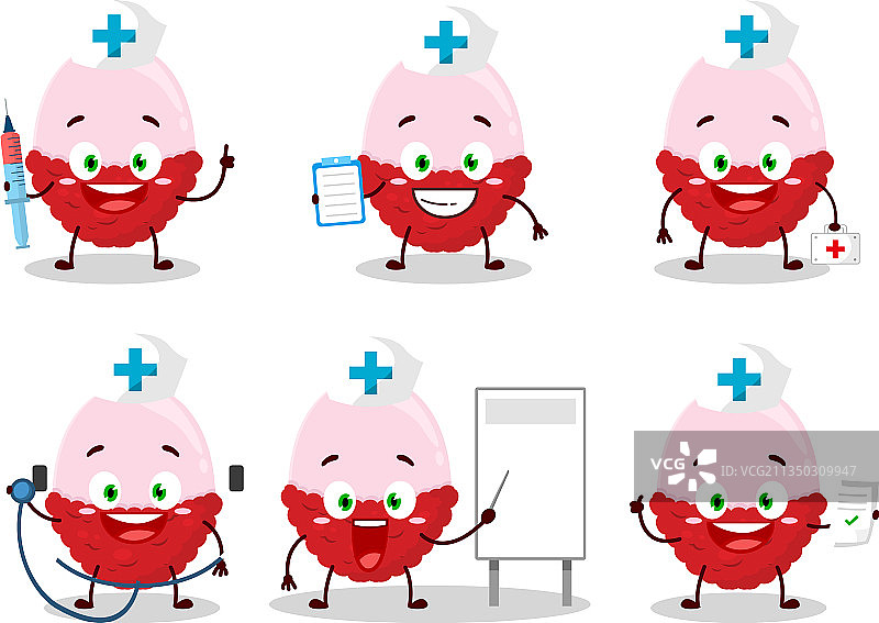 医生职业表情包与荔枝片图片素材