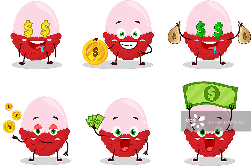 可爱的荔枝卡通人物切片图片素材