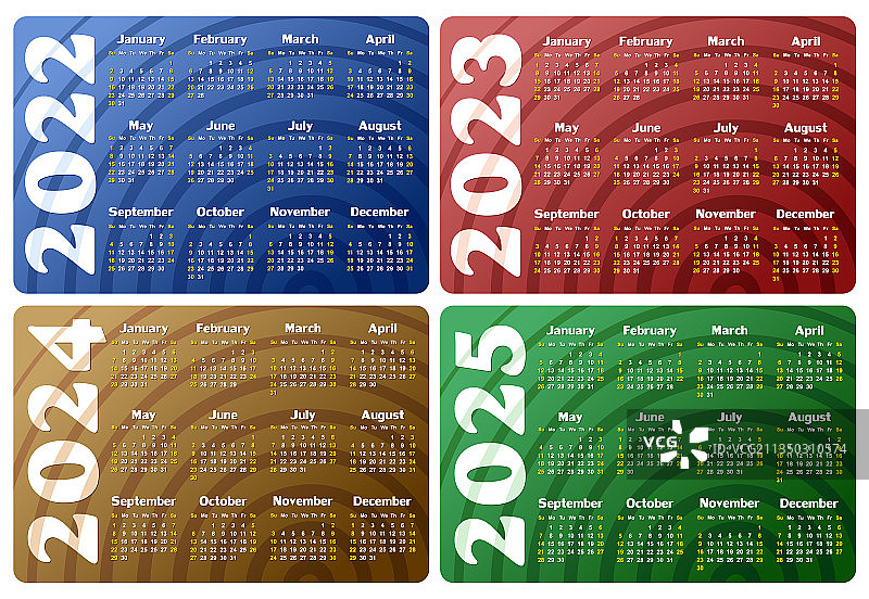 2022年至2025年日历图片素材