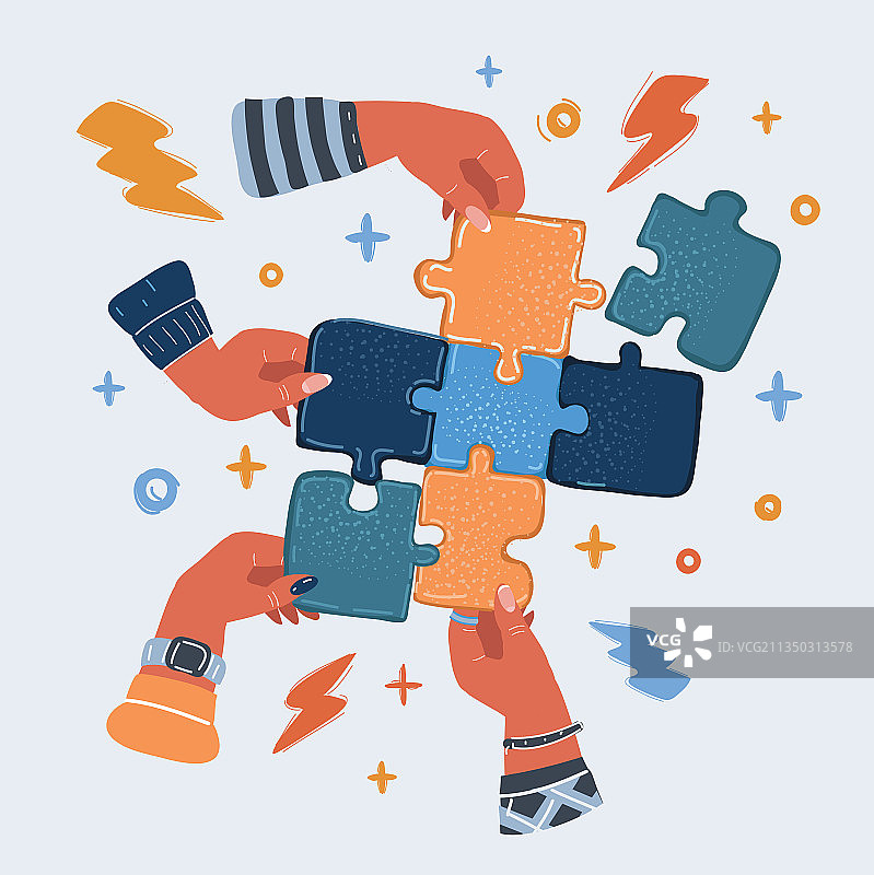 团队合作拼图图片素材