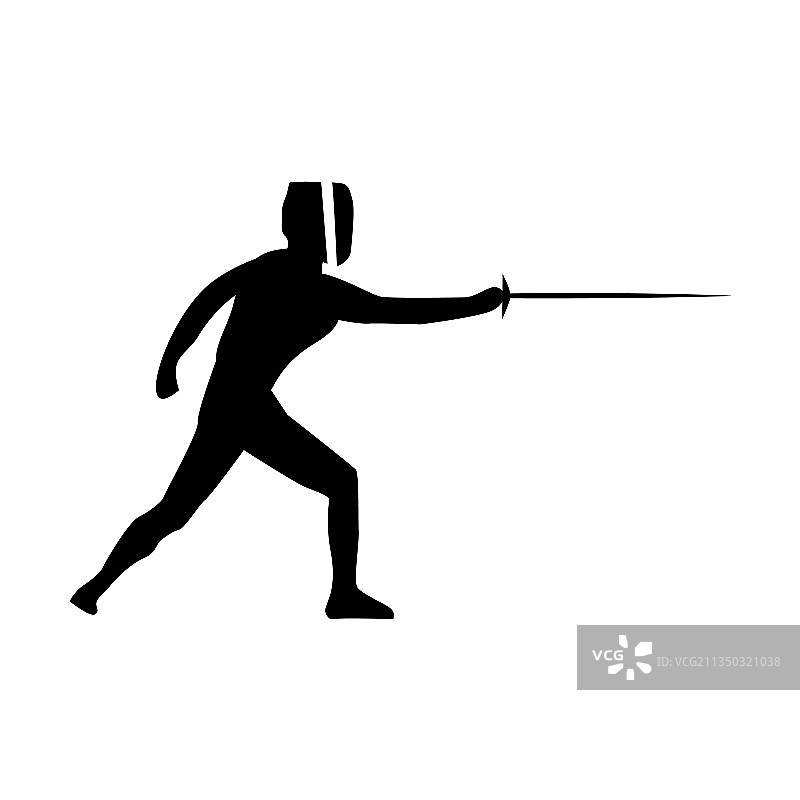 击剑手轮廓简易隔离图标图片素材
