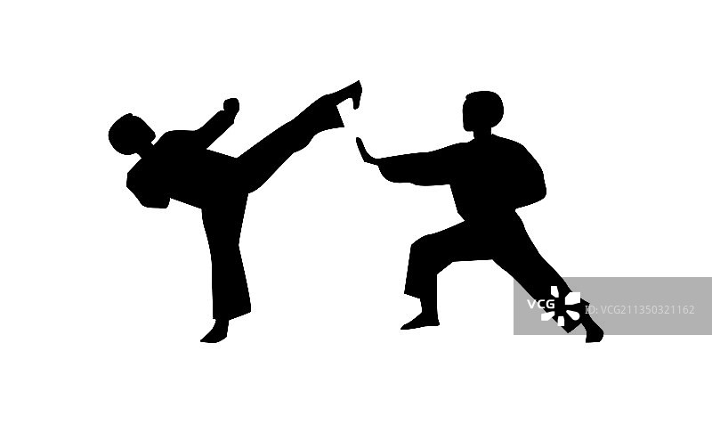 空手道剪影格斗图片素材