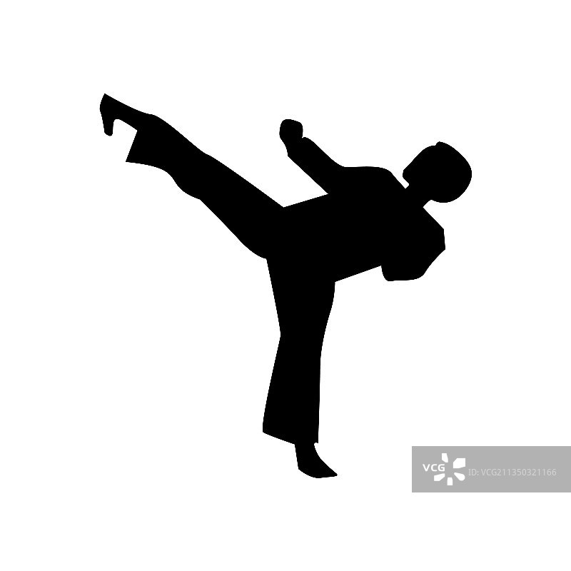 空手道踢腿剪影图片素材
