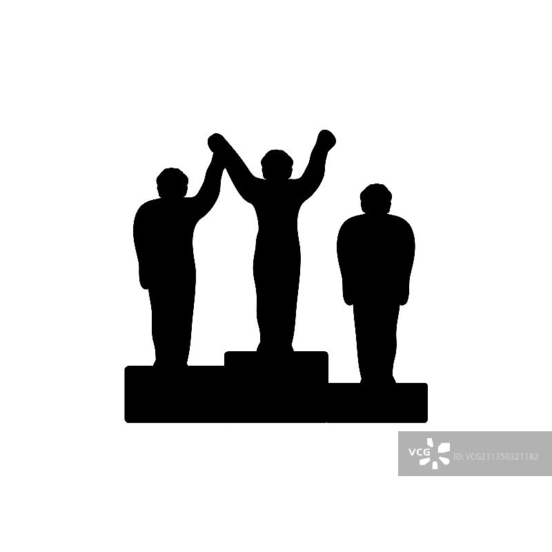 领奖台上的冠军剪影图片素材