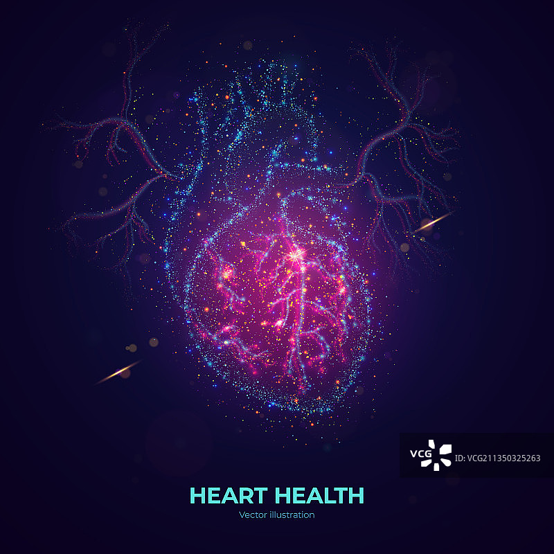 霓虹粒子发光的人类心脏图片素材