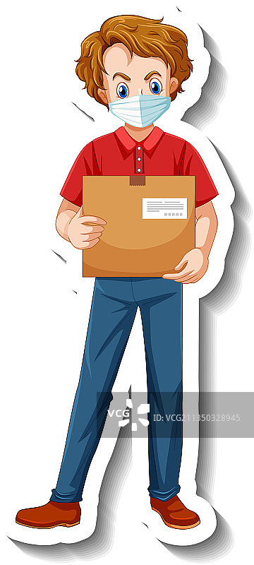 制服快递员贴纸模板图片素材