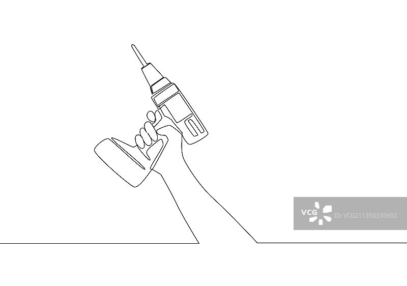 男人 holding的连续线条画图片素材