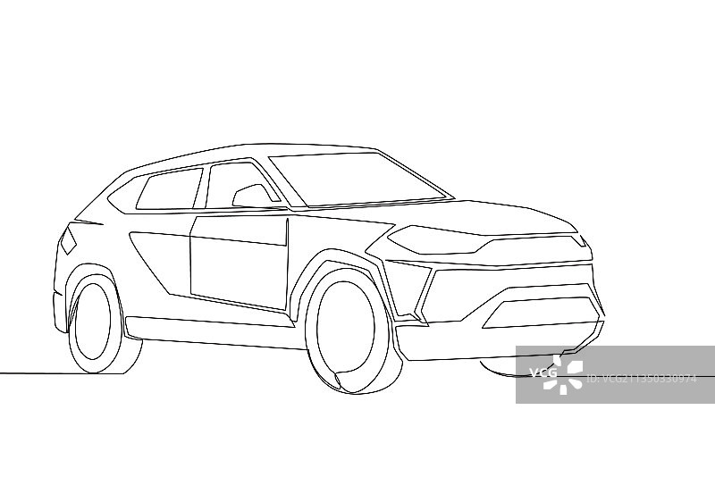 坚固的SUV家用车单线画图片素材