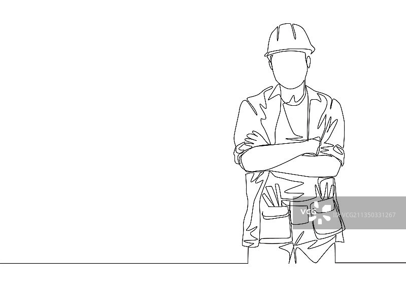 年轻有魅力的人的连续线条画图片素材