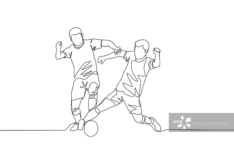 单线连续绘画：两个足球图片素材