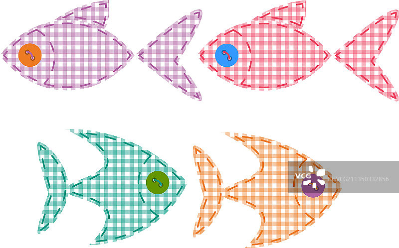 手工拼接方格鱼图案素材图片素材