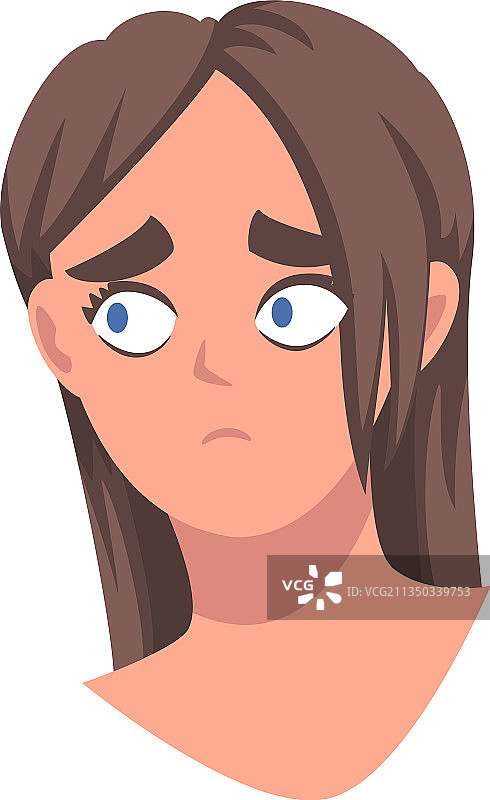 面带忧伤表情的女人头像图片素材