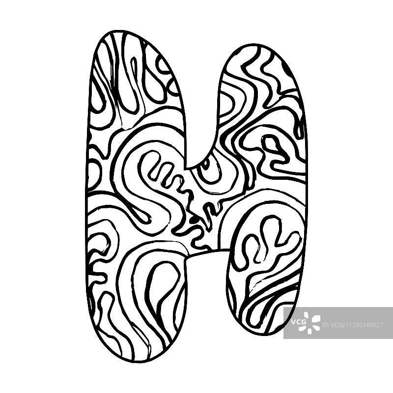 zentangle风格字母H图片素材