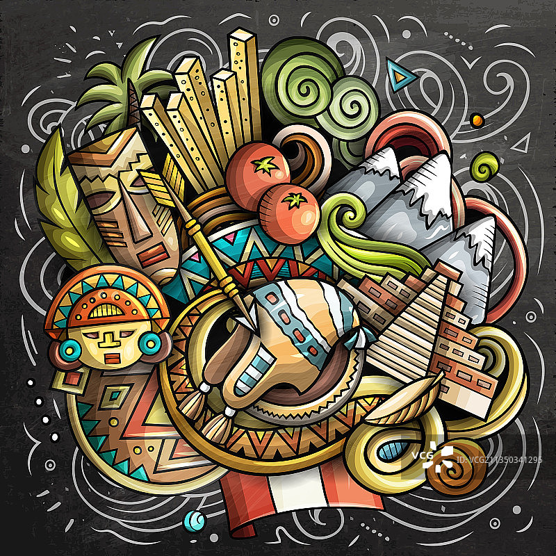 秘鲁卡通涂鸦黑板图片素材