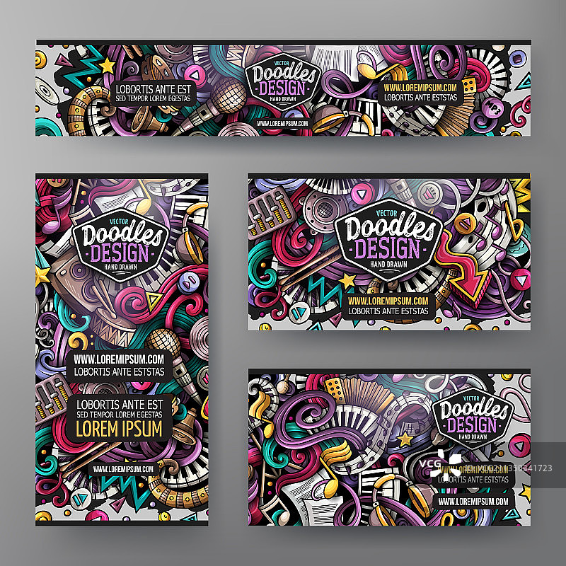 音乐公司卡通涂鸦套装图片素材