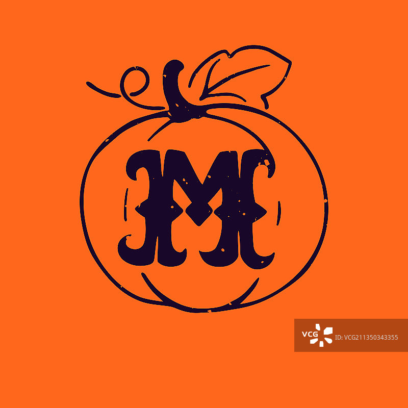 南瓜纹理字母M标志图片素材