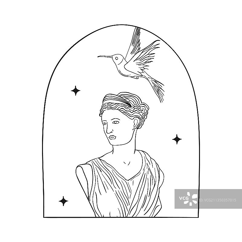 波西米亚风现代拱形女性小鸟logo设计图片素材