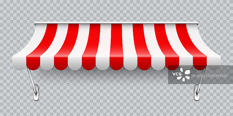 红色逼真金属支架商店遮阳篷图片素材
