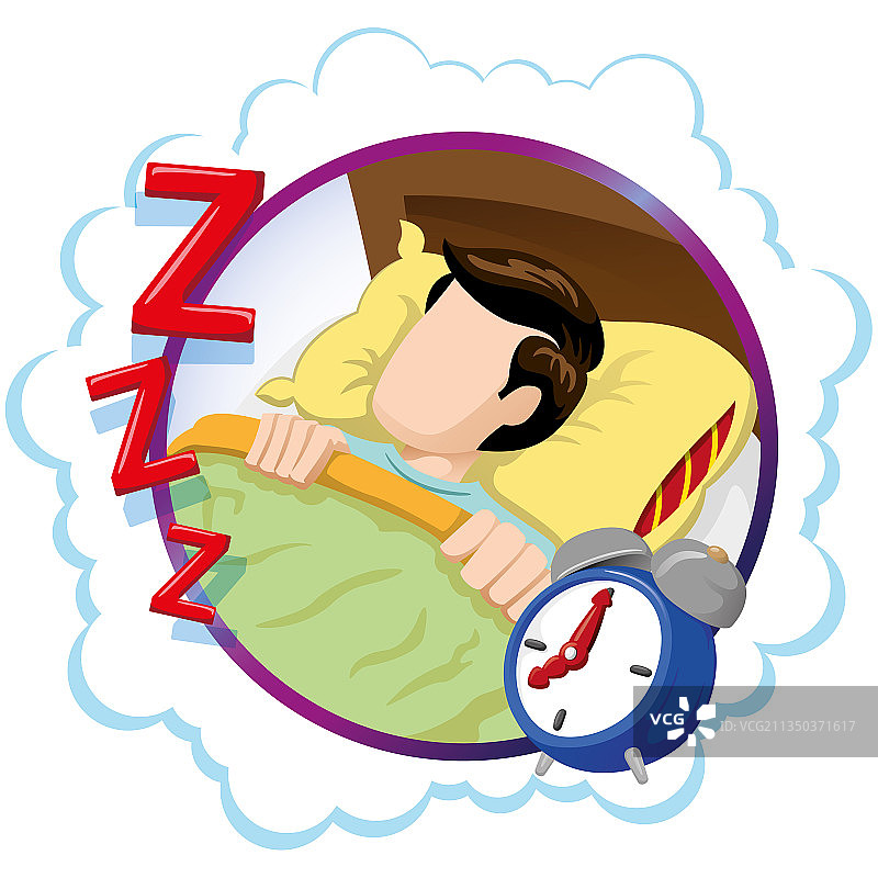 安静睡眠的白人男子吉祥物图片素材