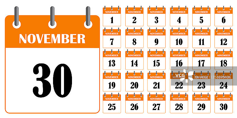橙色11月日历模板图片素材
