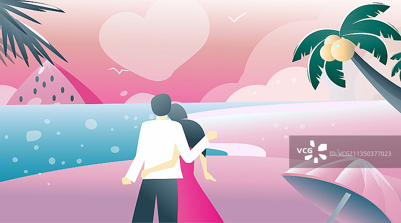 沙滩情侣图片素材