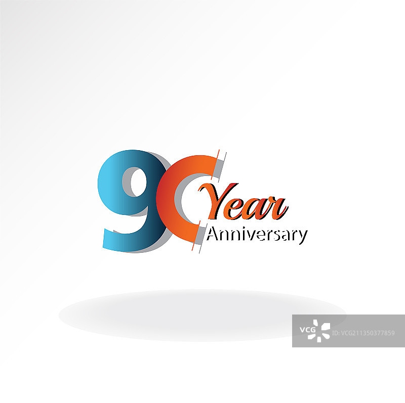 90周年纪念蓝色标志模板设计图片素材