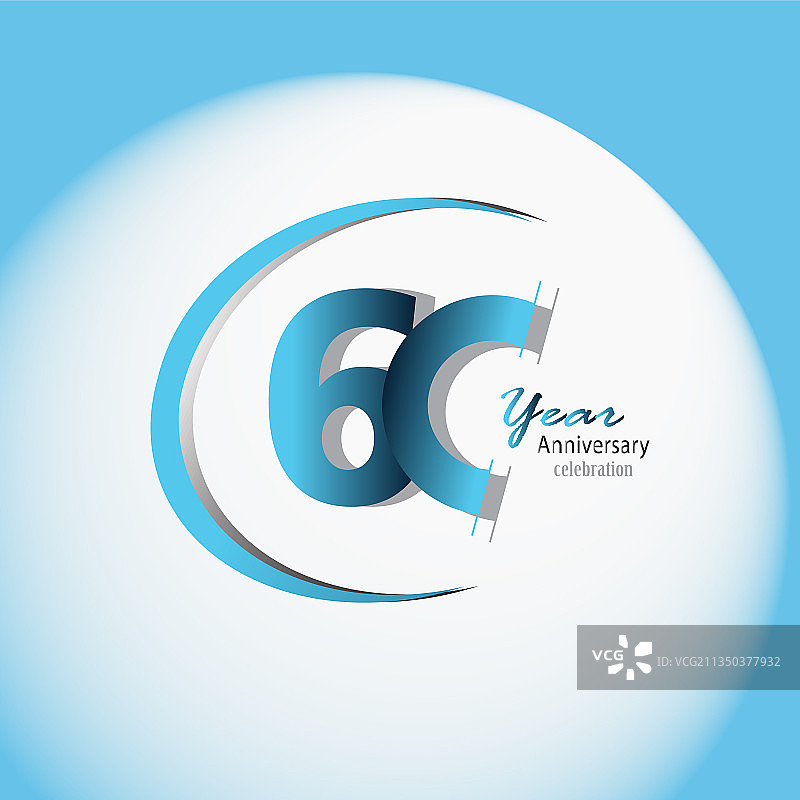 60周年纪念蓝色标志模板图片素材