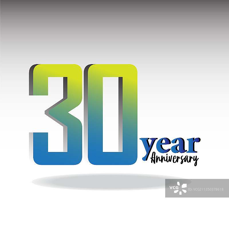 30周年纪念logo设计模板，蓝色图片素材