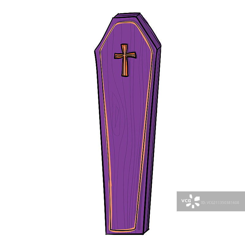 白色背景上手绘的棺材图片素材