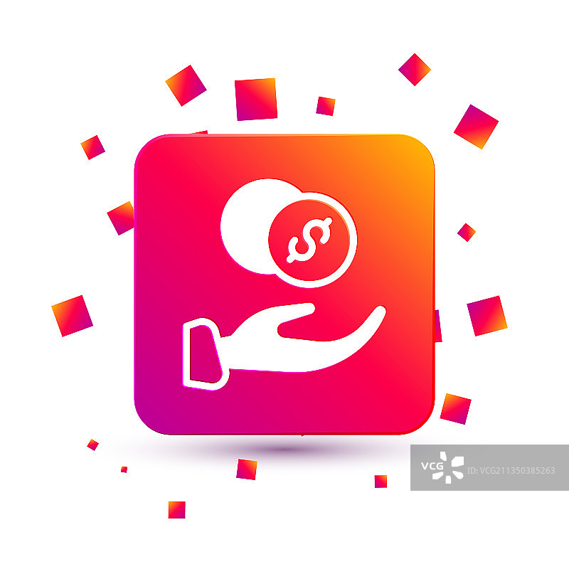 白色捐赠手与钱币图标图片素材