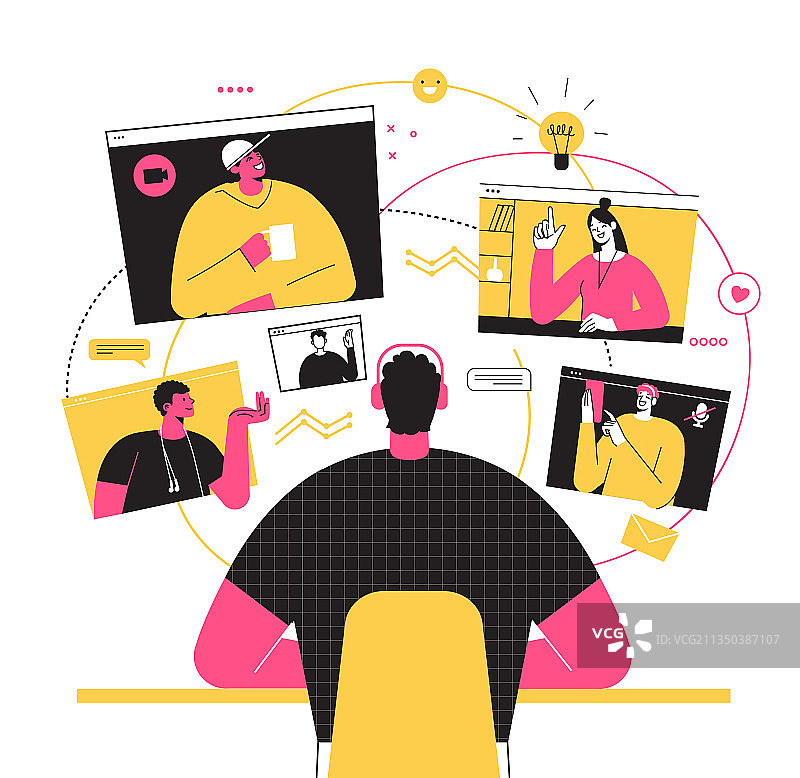 在家线上远程办公图片素材