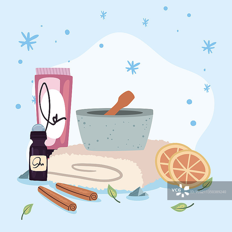 水疗毛巾和研磨器图片素材