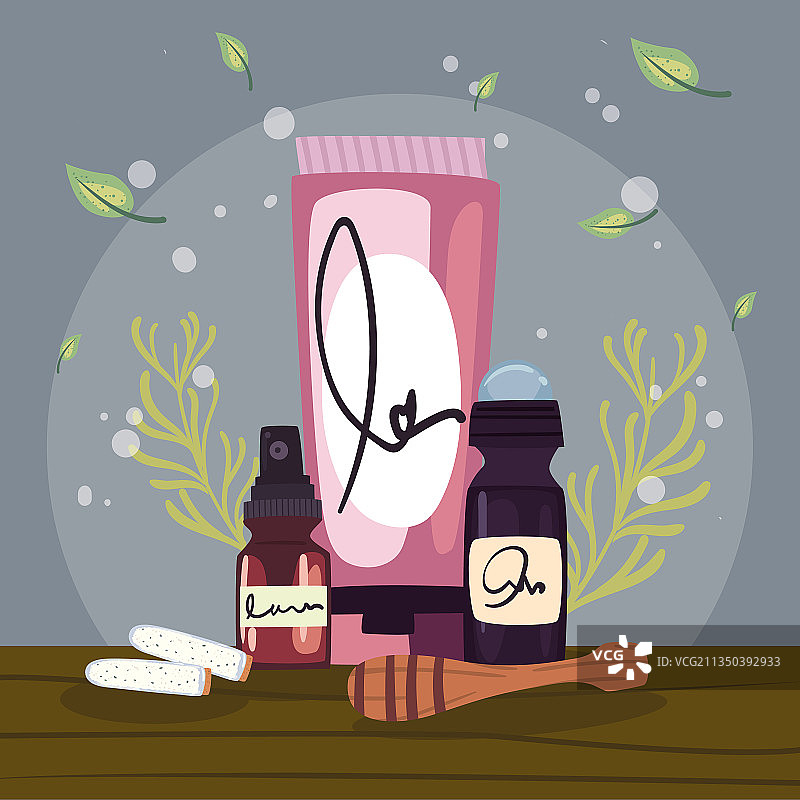 水疗产品与叶子图片素材