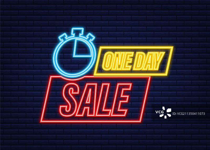 一日促销banner霓虹灯图标图片素材