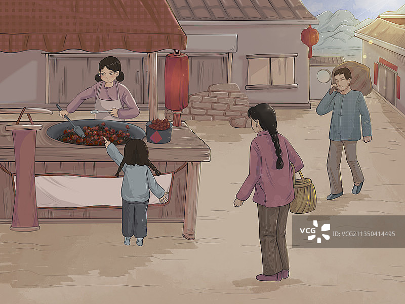 复古民国风插画街道图片素材