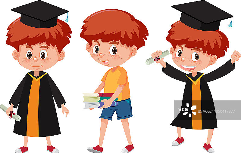 穿着不同毕业礼服的男孩合集图片素材