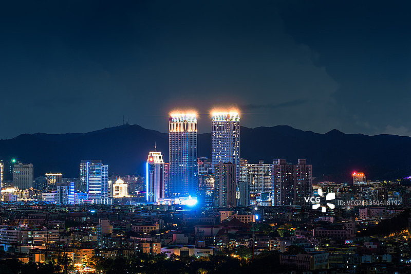 中山市石岐岐江两岸 兴中广场利和广场夜景 岐江城市景观图片素材