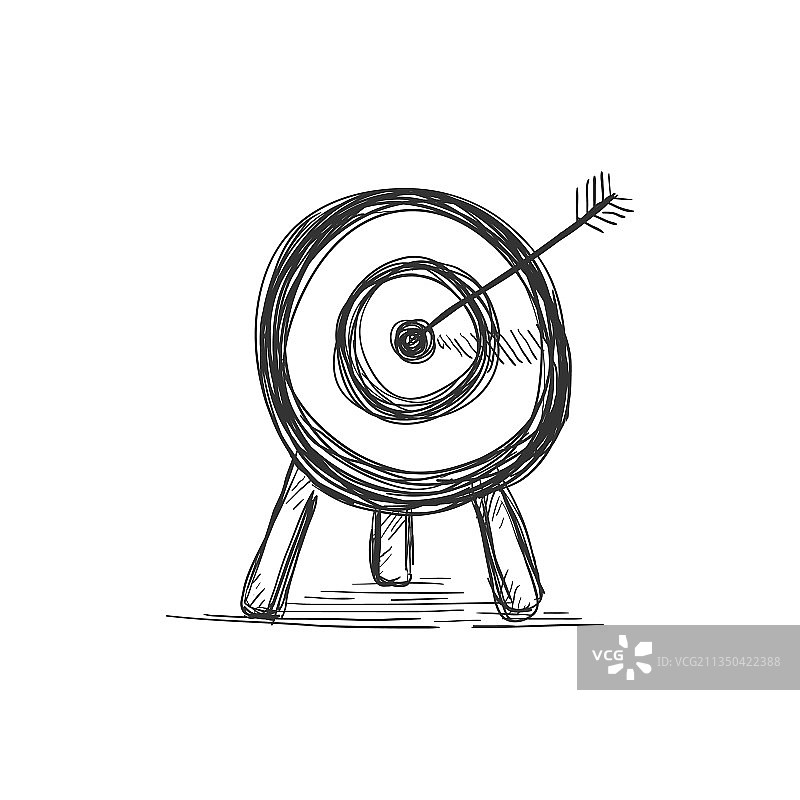 白色背景上的射箭靶草图图标图片素材