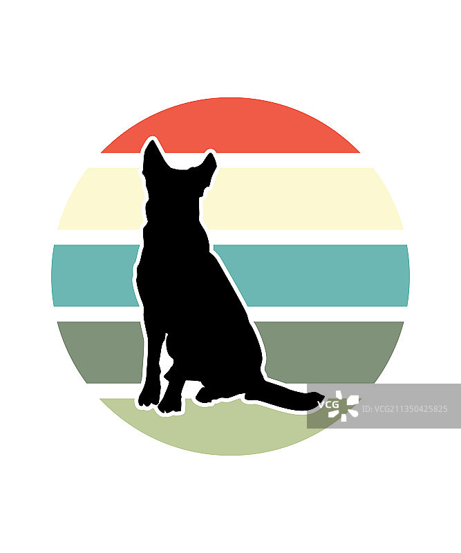 斗牛犬复古日落设计模板图片素材