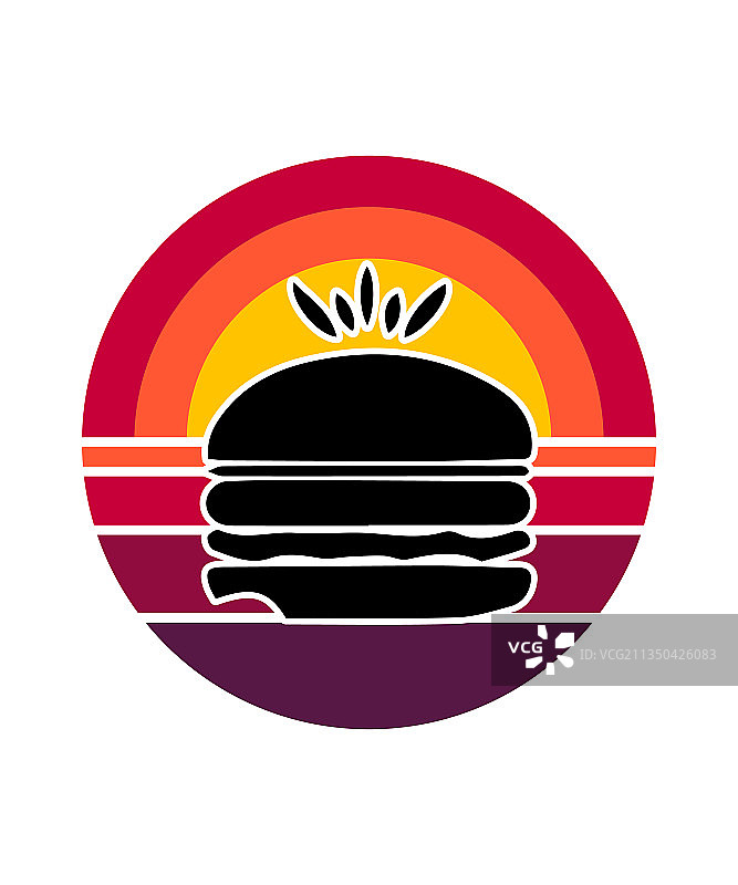 复古日落汉堡设计模板图片素材