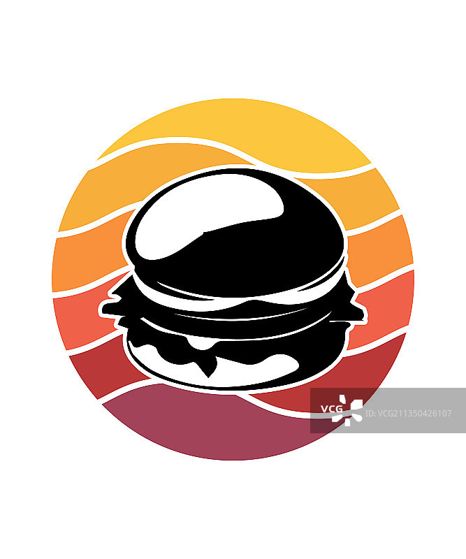 复古日落汉堡设计模板图片素材