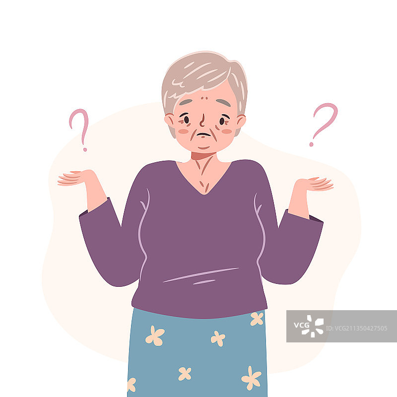 困惑的老年妇女站立图片素材