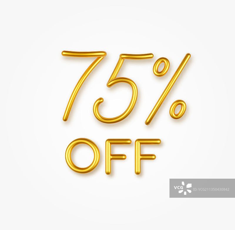 浅色背景上的75%金色立体文字图片素材