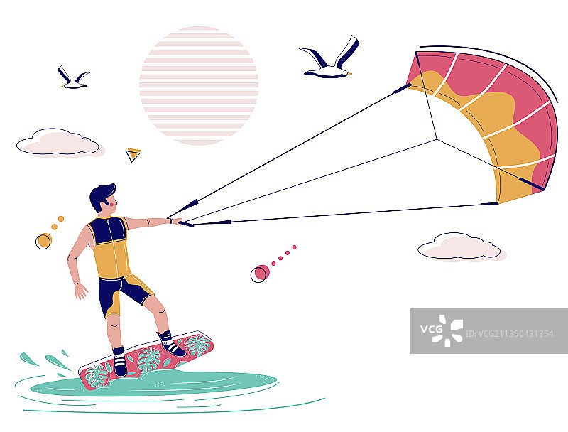 风筝冲浪者在水上滑行图片素材